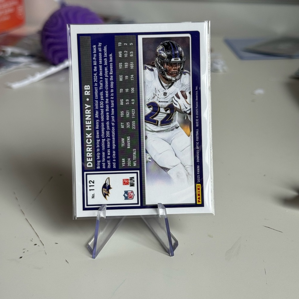 🔥 2025 Derrick Henry Panini Donruss Optic Card. Baltimore Ravens - Picture 2 of 2